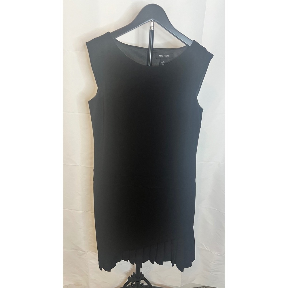White House Black Market Womens Black Asymmetrical Pleated Hem‎ Sheath Dress 8